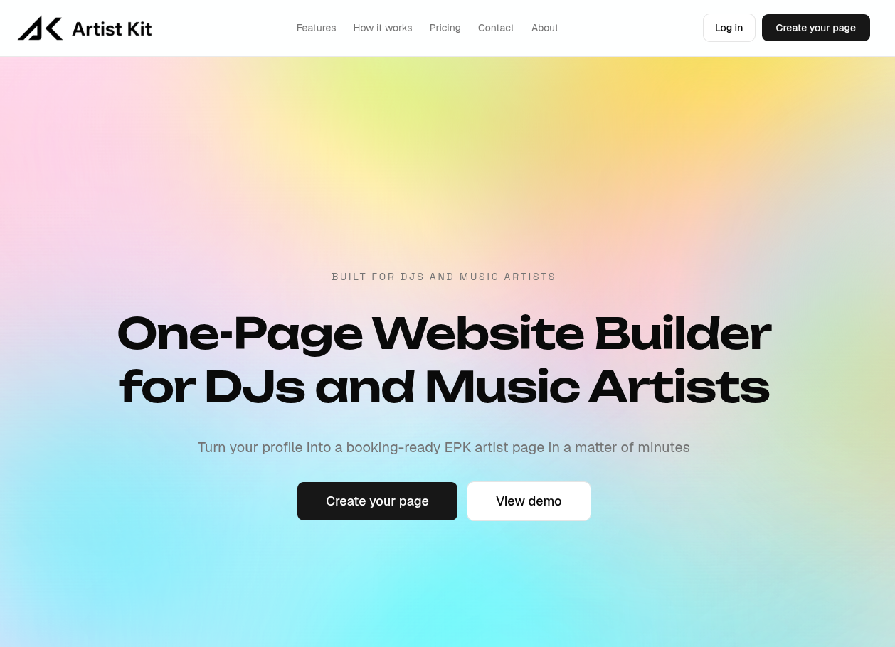 artist kit front page