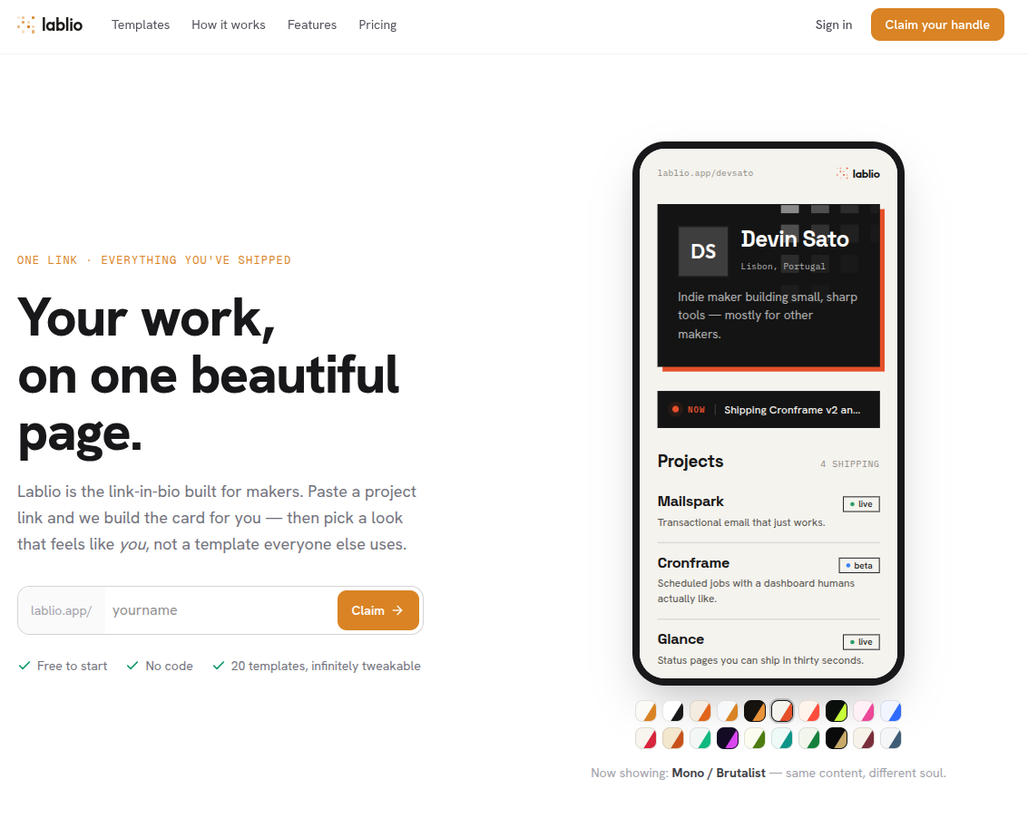 labilo frontpage template